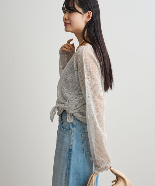 サマーニット ニット セーター ISY Linen mixラメ スカシニット レディースの画像