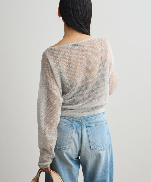 サマーニット ニット セーター ISY Linen mixラメ スカシニット レディースの画像