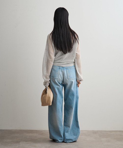 サマーニット ニット セーター ISY Linen mixラメ スカシニット レディースの画像