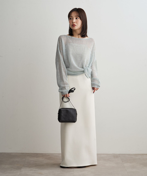 サマーニット ニット セーター ISY Linen mixラメ スカシニット レディースの画像