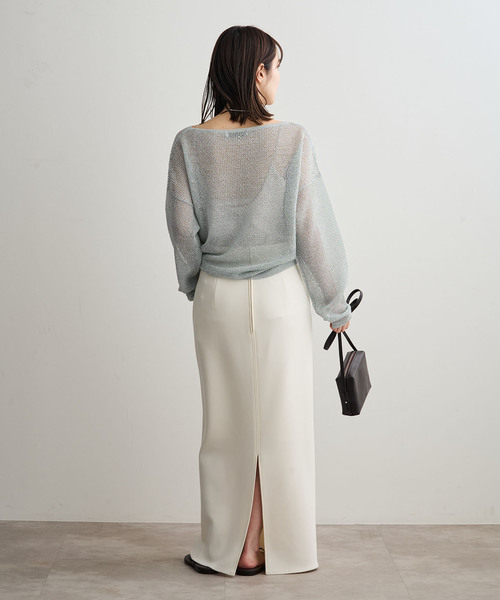 サマーニット ニット セーター ISY Linen mixラメ スカシニット レディースの画像