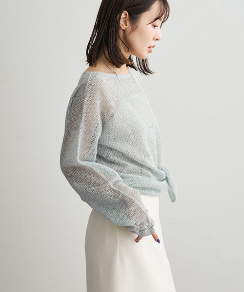 サマーニット ニット セーター ISY Linen mixラメ スカシニット レディースの画像
