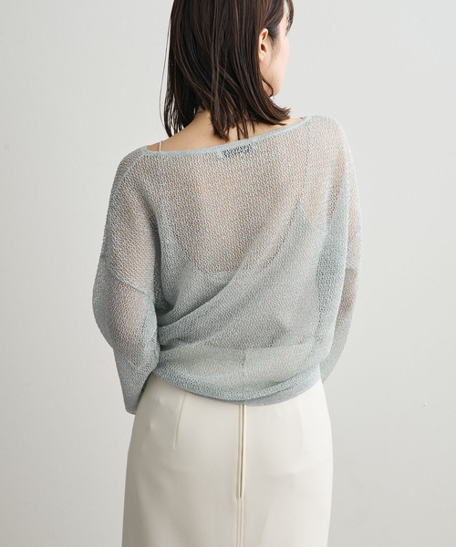 サマーニット ニット セーター ISY Linen mixラメ スカシニット レディースの画像