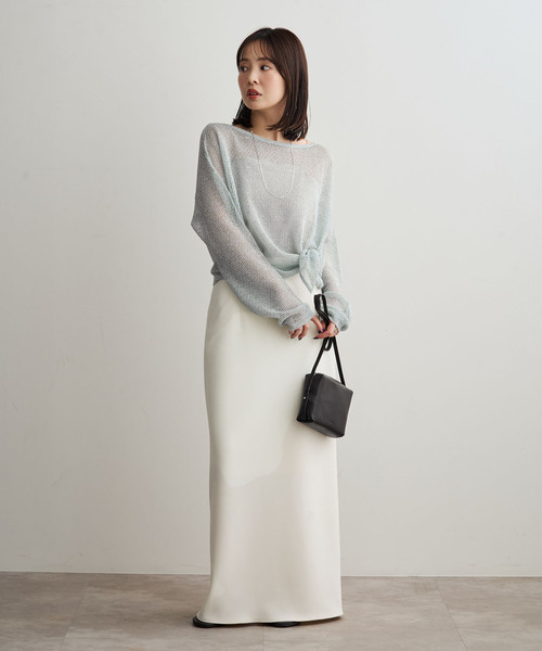 サマーニット ニット セーター ISY Linen mixラメ スカシニット レディースの画像
