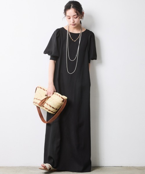 CHIC STYLE（シックスタイル） ワンピース レーヨン麻パフスリーブ