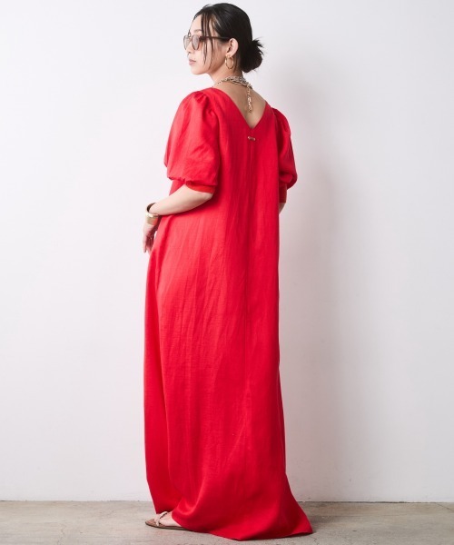 CHIC STYLE（シックスタイル） ワンピース レーヨン麻パフスリーブ