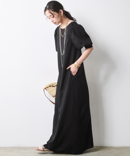 CHIC STYLE（シックスタイル） ワンピース 夏 レーヨン麻パフスリーブ