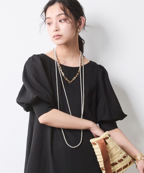 CHIC STYLE（シックスタイル） ワンピース 夏 レーヨン麻パフスリーブ