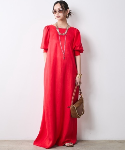 CHIC STYLE（シックスタイル） ワンピース 夏 レーヨン麻パフスリーブ