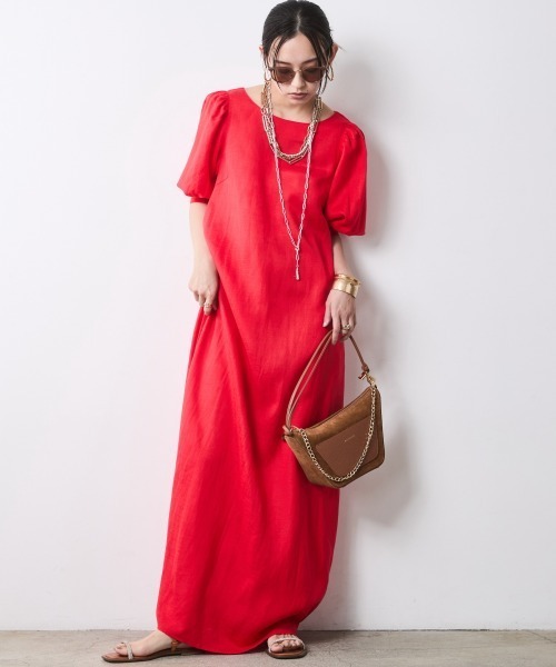 CHIC STYLE（シックスタイル） ワンピース 夏 レーヨン麻パフスリーブ