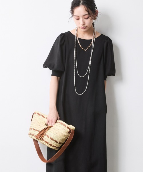 CHIC STYLE（シックスタイル） ワンピース 夏 レーヨン麻パフスリーブ