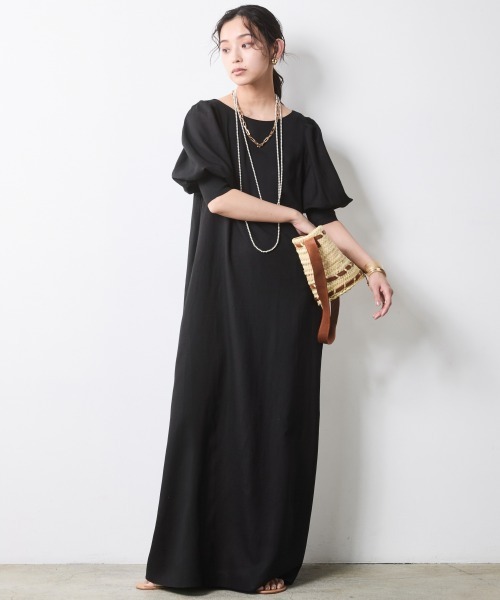 CHIC STYLE（シックスタイル） ワンピース 夏 レーヨン麻パフスリーブ 