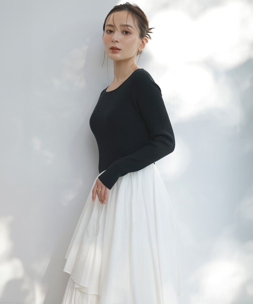 「anuans」 ドッキングワンピース MEDIUM ネイビー レディースの画像