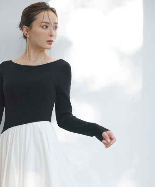 「anuans」 ドッキングワンピース MEDIUM ネイビー レディースの画像