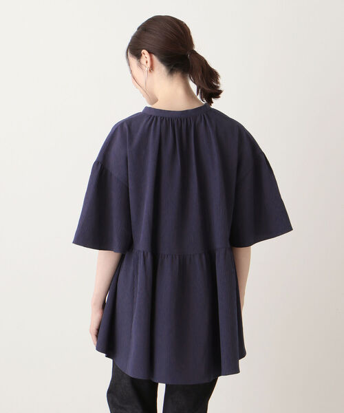 「Afternoon Tea」 半袖ブラウス MEDIUM ネイビー レディース_画像2