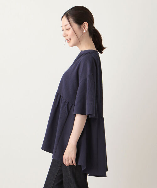 「Afternoon Tea」 半袖ブラウス MEDIUM ネイビー レディース_画像4
