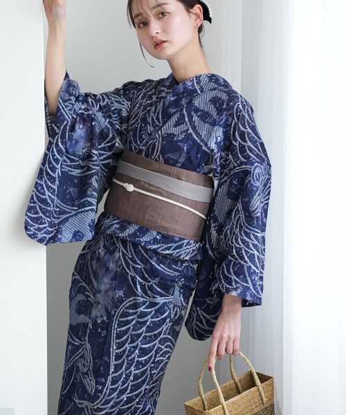 utatane 浴衣 有松絞り浴衣3点セット 夜波朱雀 レディース : ZOZOTOWN