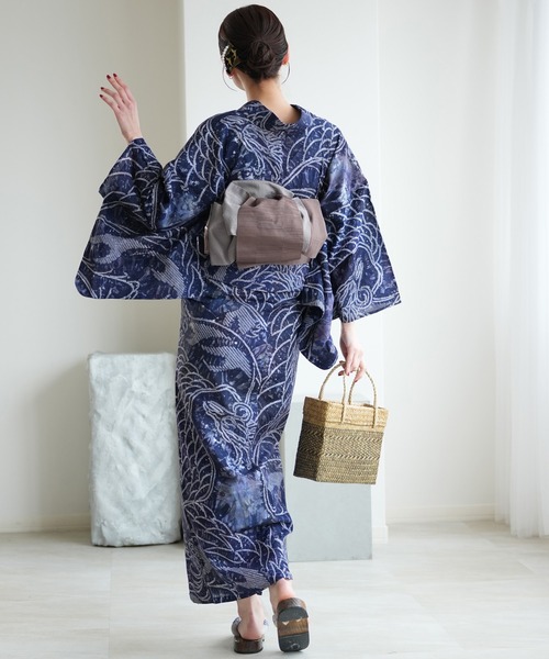 utatane 浴衣 有松絞り浴衣3点セット 夜波朱雀 レディース : ZOZOTOWN