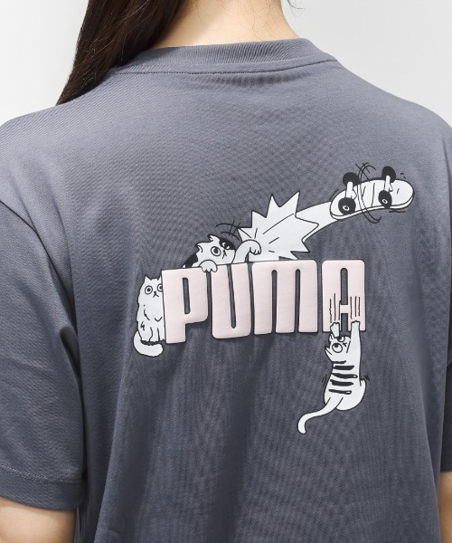 PUMA グレー Tシャツ 神村ロゴ入り PUMA（プーマ） tシャツ 半袖 「別注」プーマ PUMA ANIMAL GRAPHIC TEE