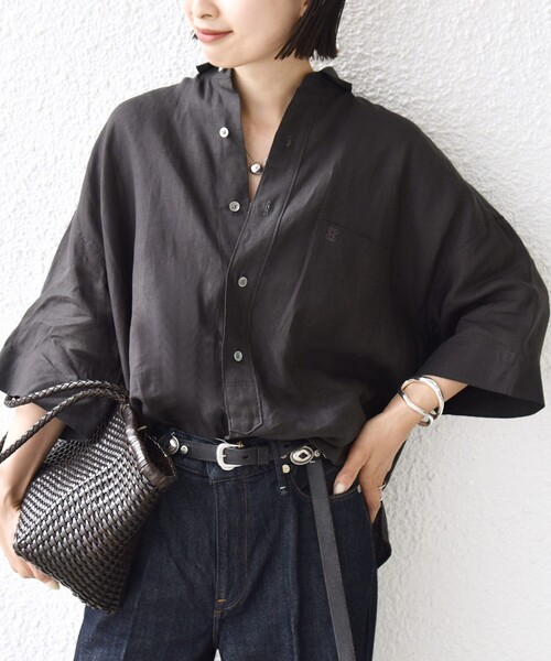 TICCA（ティッカ） ブラウス シャツ TICCA:「手洗い可能」リネン 半袖