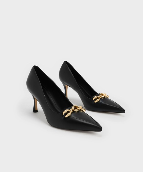 「CHARLES & KEITH」 パンプス 25.5cm ブラック レディース_画像2