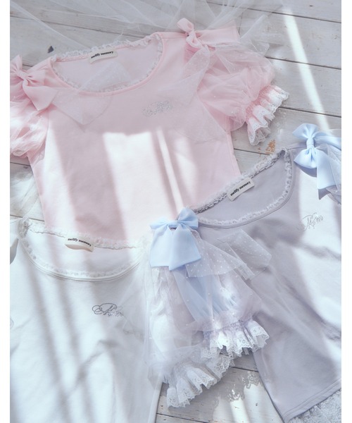 mellfy memory（メルフィーメモリー） tシャツ Melty ribbon puff tops