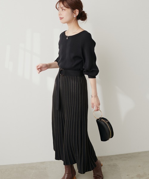 「natural couture」 ニットワンピース FREE ネイビー レディース_画像5