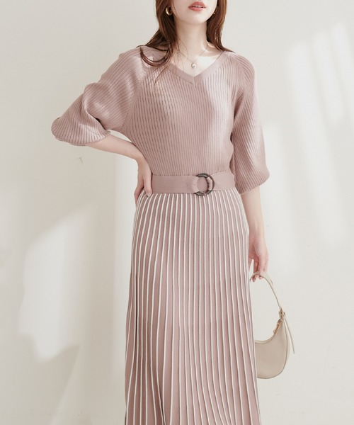 「natural couture」 ニットワンピース FREE ネイビー レディース_画像8