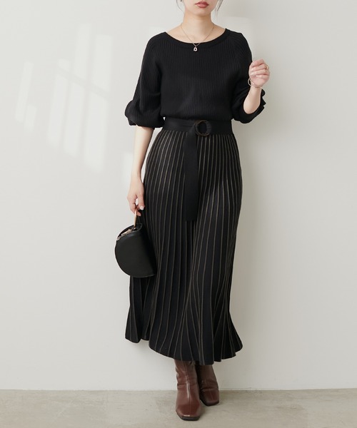 「natural couture」 ニットワンピース FREE ネイビー レディース_画像9