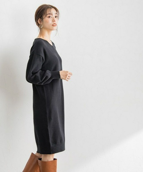 新品✨定価14万超　ユキコハナイ　シルク　カシミヤ　ニット　半袖　ワンピース Pierrot ワンピース もっちりカシミヤタッチVネックニット