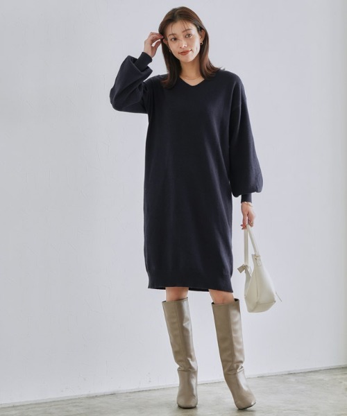 新品　シモネッタ　ワンピース　ニット　グレー　107 秋　冬 Simonetta】シモネッタ ワンピース 107