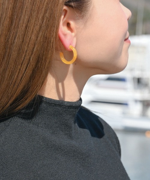 MUTURA ピアス 天然石 メノウ フープピアス レディース メンズ