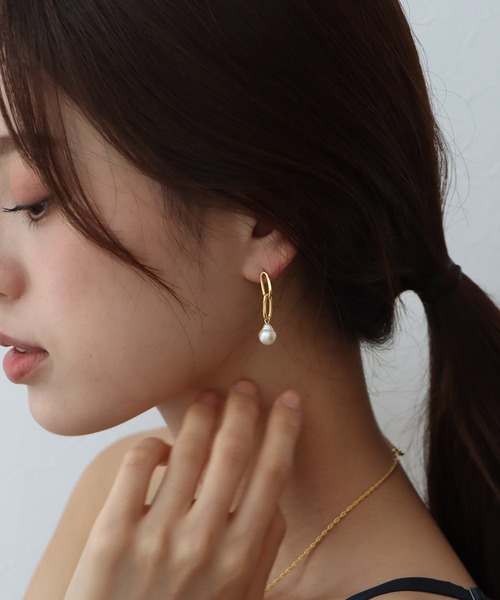 アコヤパール　ナチュラル　ピアス J by blue ピアス Ise-Shima アコヤバロックパール チェーン