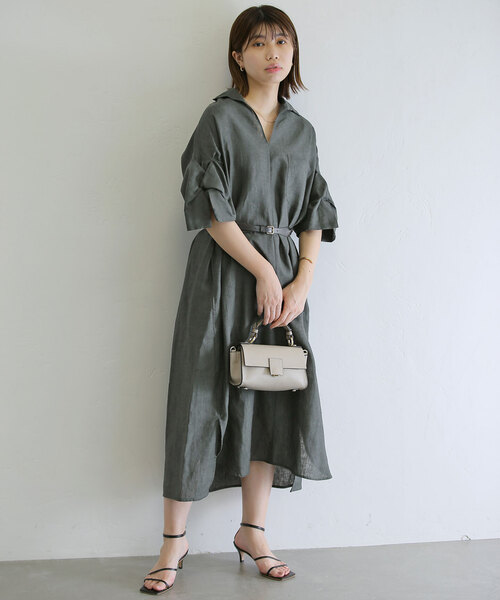 美品TICCA ツイストスリーブワンピース TICCA (ティッカ) ツイストスリーブワンピース