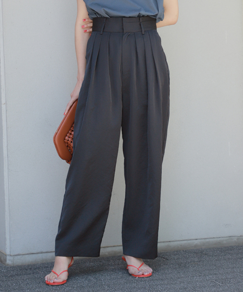 VERMEIL par iena パンツ ヴィンテージ加工 サテン3タックパンツ