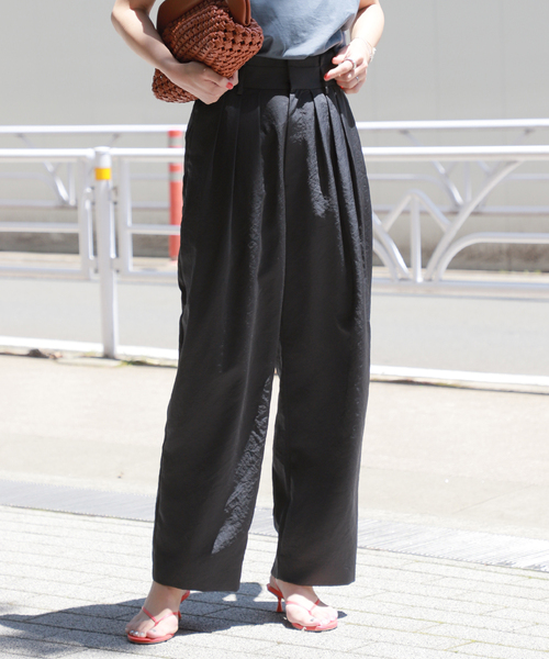 ヴェルメイユパーイエナ 新品　vintageサテンワイドパンツ ヴィンテージサテン ストレッチパンツ（その他パンツ）｜VERMEIL