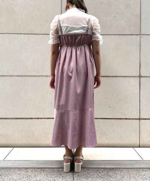 axes femme ワンピース ビッグレースリボンキャミワンピース