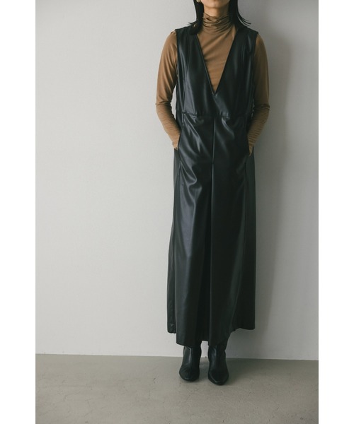 STYLEMIXER（スタイルミキサー） ワンピース ディープVフェイクレザー
