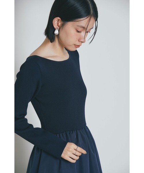 リグリーム　2wayドッキングワンピース　ネイビー　M マーキュリーデュオ MERCURYDUO 2WAYシアーラッフルドッキング