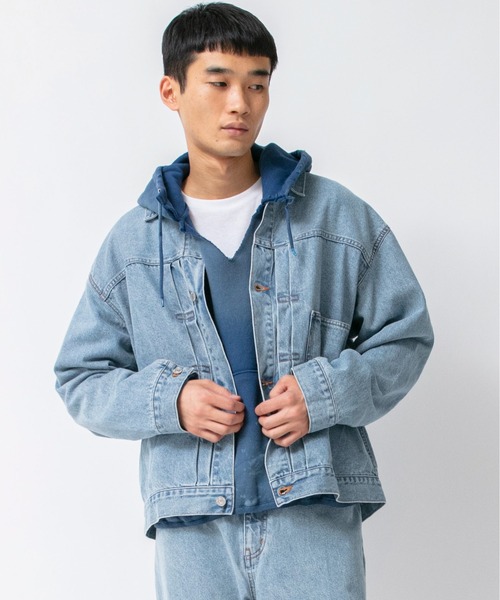 美品ビアズリー ショートデニムジャケット インディゴブルー サイズF*TC294 セール】Levi's/リーバイス オーバーサイズ デニムジャケット