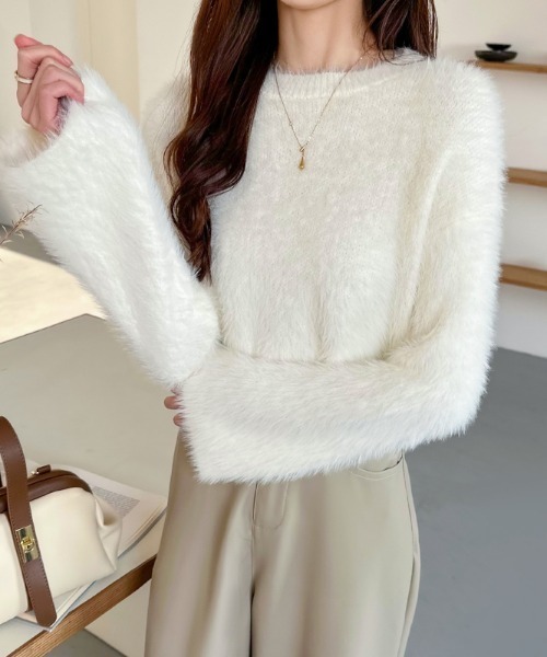 COCOMOMO ニット セーター 「7色展開」 ふわふわ シャギーニット