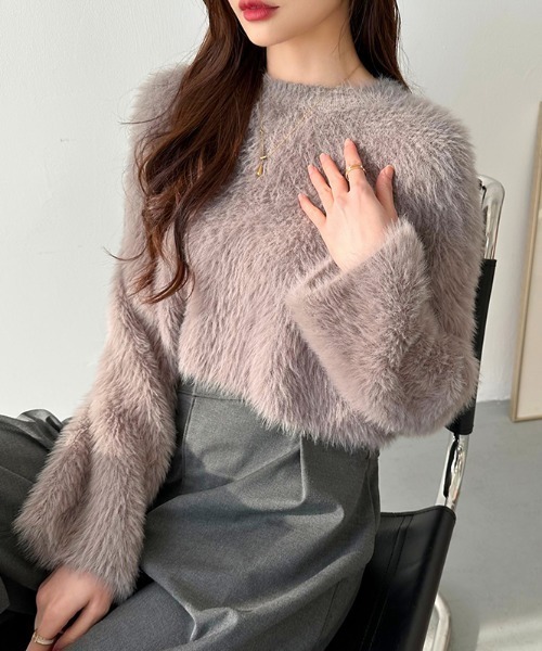 COCOMOMO ニット セーター 「7色展開」 ふわふわ シャギーニット