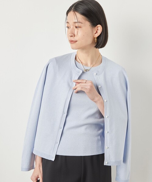 カーディガン 「アンサンブル対応」「手洗い可能」W混ラメクルーネックカーディガン レディース NOLLEY'S Sophi カーディガン 「手洗い可能」「アンサンブル対応