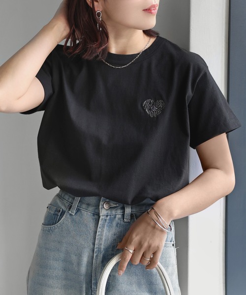 RILY ハートロゴTシャツ SITRY tシャツ ハート ロゴ プリント Tシャツ/ heart logo print