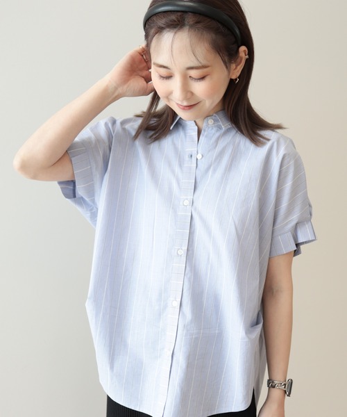 AMERICAN HOLIC シャツ ブラウス UVカット袖タックフレンチ