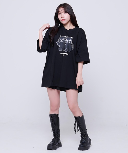 OY tシャツ 「OY/オーワイ」 TWIN BLACK CAT T/ツイン猫 Tシャツ