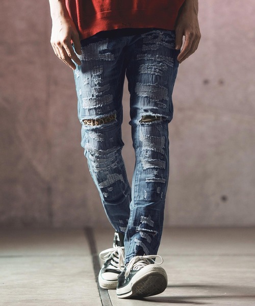 パンツ デニム ジーンズ メンズ mp12249- Distressed denim pants デニムパンツ｜zozo｜04