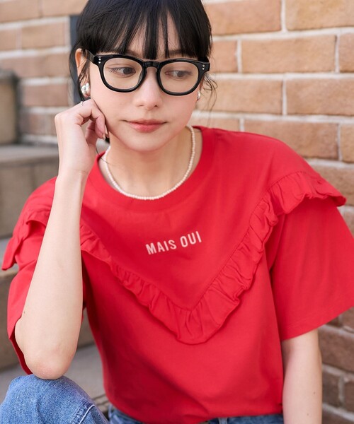 FREAK'S STORE tシャツ Vフリル ロゴTシャツ レディース
