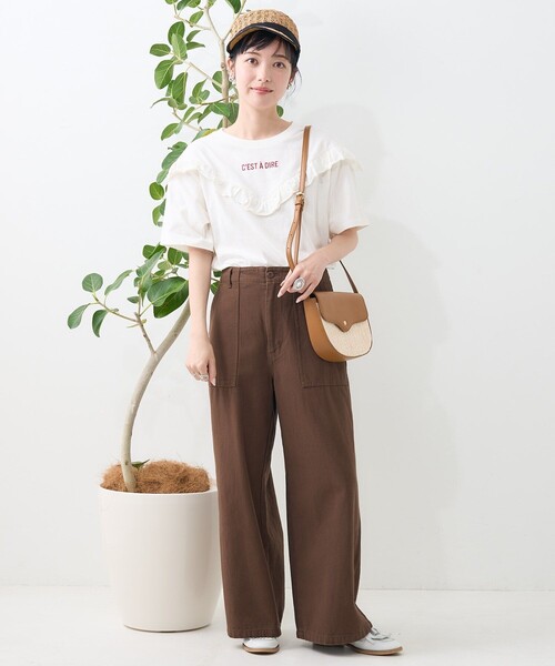 【新品・未使用】イチパーセント　ロゴフリルTシャツ セール】Vフリル ロゴTシャツ（Tシャツ/カットソー）｜FREAK'S