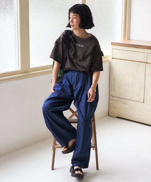 「FREAK'S STORE」 半袖カットソー フリ- ブラック レディース FREAK'S STORE 「FREAK'S STORE」 半袖カットソー フリ